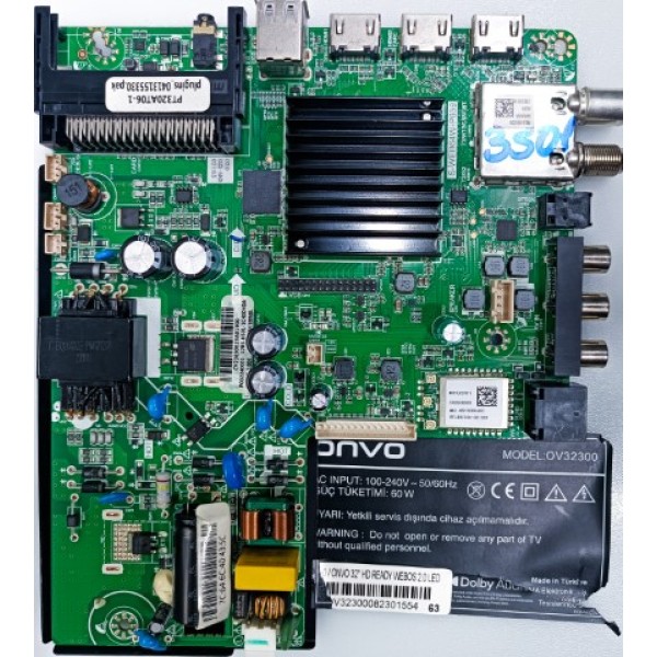 ONVO , S-WEB64W-P639 , PT320AT06-1 , ONVO OV32300 ANA KARTI , ONVO 32" HD READY WEBOS 2.0 LED KARTI , ONVO BESLEME VE ANA KARTLARI.