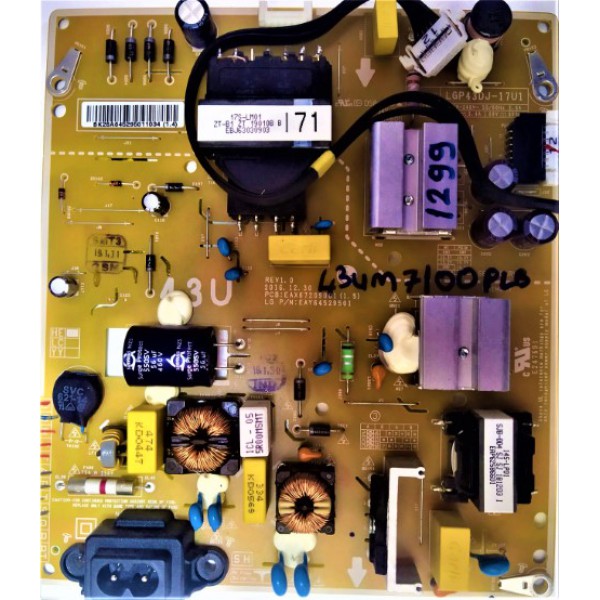 LG , EAX67209001(1.5) , EAY64529501 , REV1.0 , LGP43DJ-17U1 , LG 43UM7100PLB , 43UK6470 , POWER BOARD , LG 43UM7100PLB , 43UK6470 BESLEME KARTI.