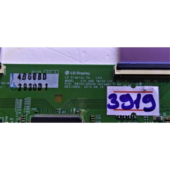 LG , 6870C-0553A , V15 UHD TM120 LGE VER1.0 , LOGİC BOARD , T-CON BOARD , T-CON ADRES KARTI , TCON BOARD , TCON ADRES KARTI.