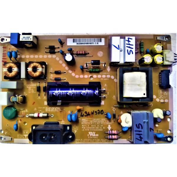 LG , EAX66851301(1.5) , EAY64310501 , REV1.0 , LGP43DSI-16CH1 , LG 43LH570 POWER BOARD , LG 43LH570 BESLEME KARTI , PSU. 