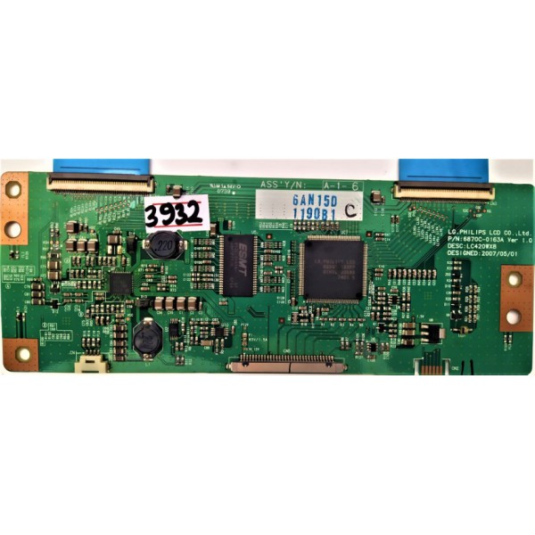 LG , PHILIPS , LCD , 6870C-0163A VER 1.0 , LC420WX8 , LOGİC BOARD , T-CON BOARD , T-CON ADRES KARTI , TCON BOARD.