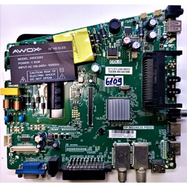AWOX , TELENOVA , SUNNY , ONVO , YUMATU , TP.MS3463S.PB801 , L424-16SKD3 , VVH32H147G022LTY , AWOX AWX3282 MAİN BOARD , ANA KART , BESLEME  , AWOX 32" ANA KART.