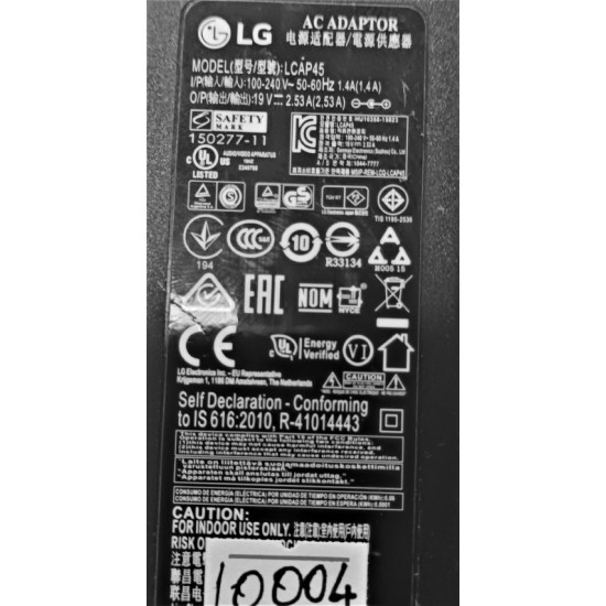 LG AC ADAPTÖR , LCAP45 , 19V 2.53A , LG 32" LED TV ADAPTÖR , LG 82 EKRAN 19 VOLT İGNE UÇLU ORJİNAL ADAPTÖR.