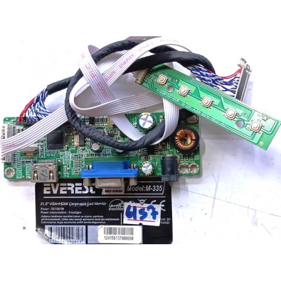 EVEREST 21.5" ANA KART , EVEREST M-335 MONİTÖR ANA KARTI , SG81MA_VH_F003 , CP19120079 , TUŞTAKIMI VE LVDS KABLOSU İLE BERABER , EVEREST MONİTÖR ANA KARTLARI. 