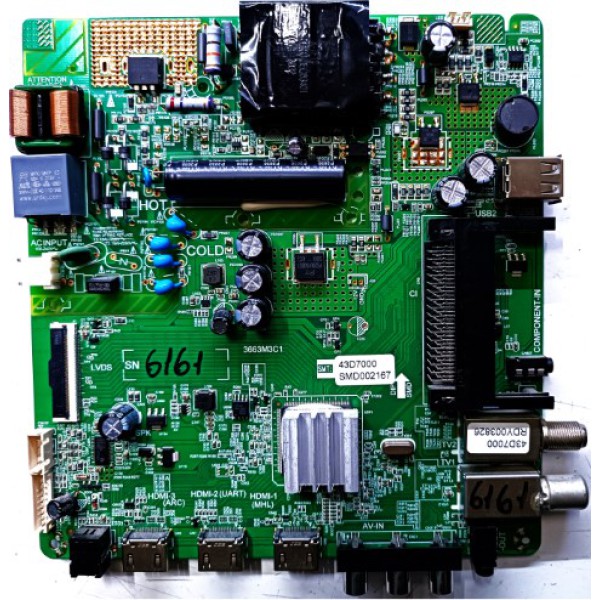 DİJİTSU 43D7000 ANA KART , 3663M3C1 , SMD002167 , DİJİTSU 43D7000 BESLEME , ANA KART, DİJİTSU ANA KARTLARI.